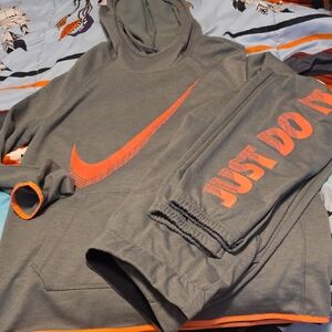 Nike Gray and Orange Hoodie and Joggers